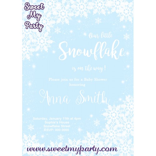 Winter Wonderland Baby Shower Invitation blue,(005)
